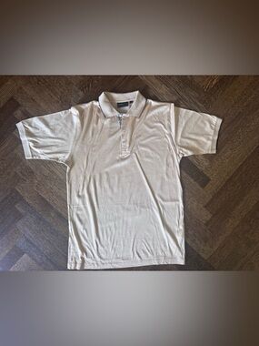 Bobby Jones Mens Small Champagne Polo with Patterned Contrast Trim